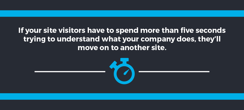 A site needs to understand company in 5 seconds of visitors move on.