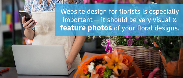 Website Design for Florists should include professional photography