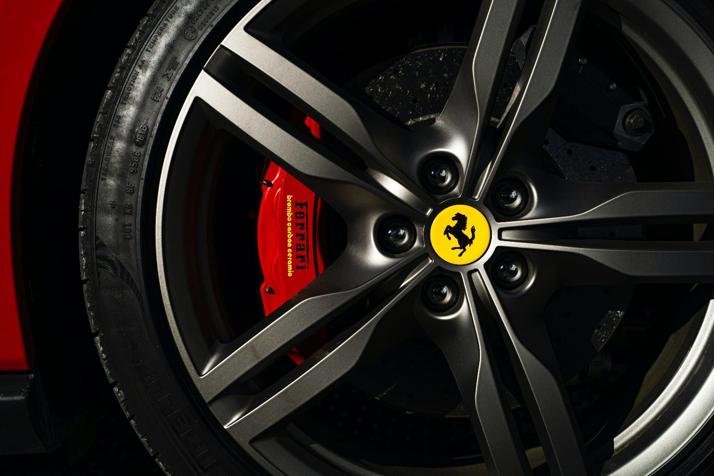 Ferrari logo on a wheel