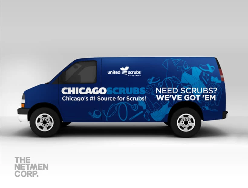 Graphic design for a vehicle wrap design done by The NetMen Corp