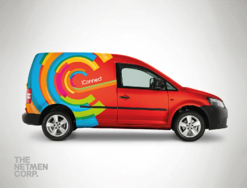 A modern vehicle wrap design done by The NetMen Corp